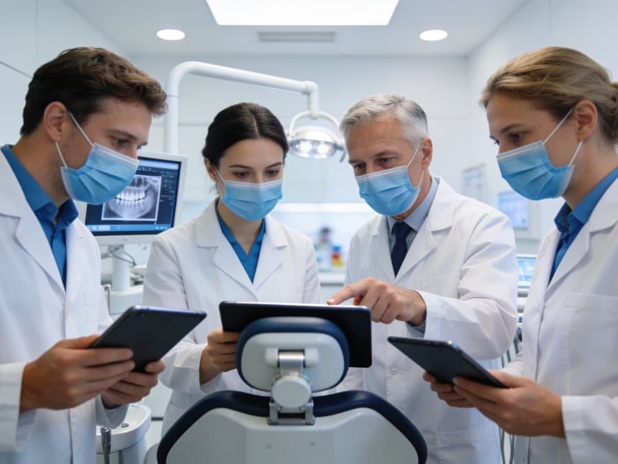 Equipo especializado en cirugía dental de la clínica Santiago Salud de Santiago de Compostela
