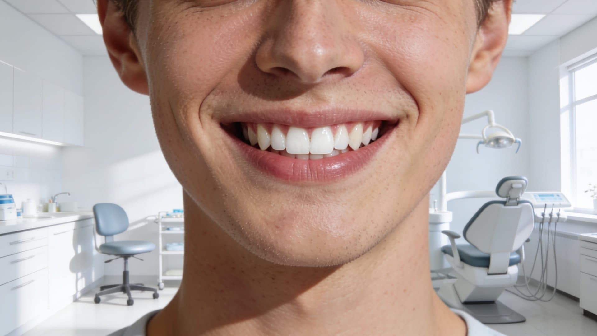 Paciente sonriendo tras un tratamiento dental en la clínica Santiago Salud de Santiago de Compostela