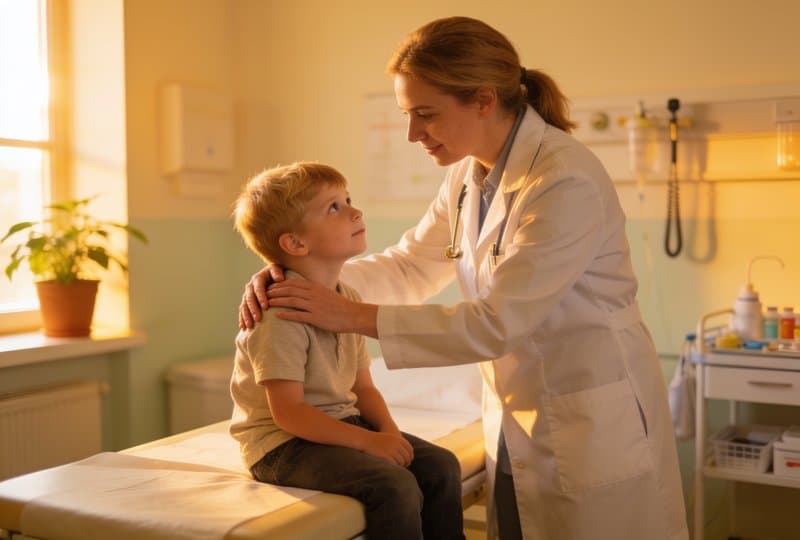 Consulta de pediatría en la clínica Santiago Salud de Santiago de Compostela